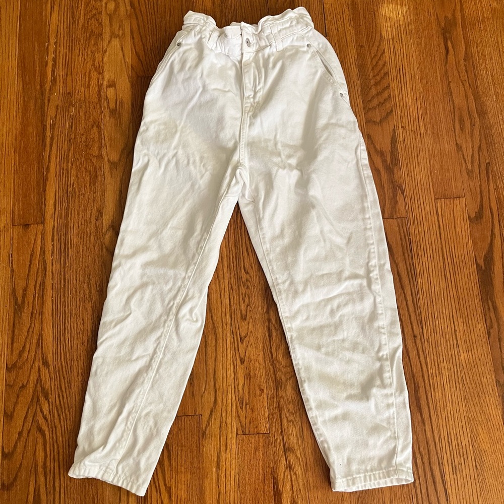 Zara Elegant White Ruffled Pants